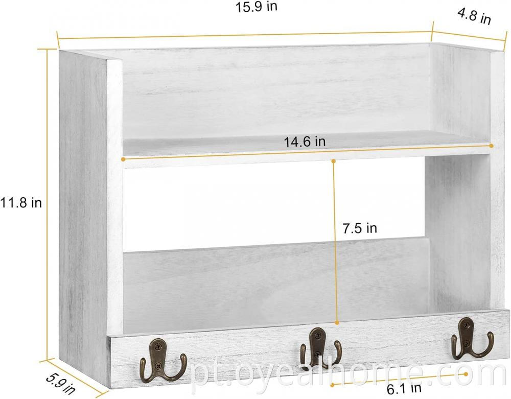 Wood Storage Shelf With Hooks